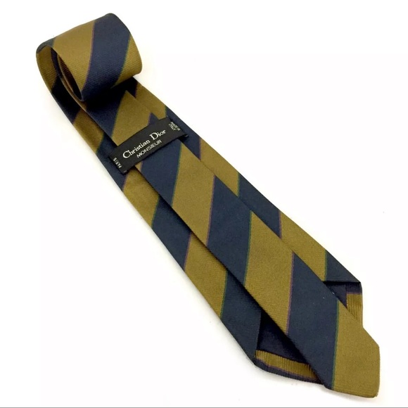 Christian Dior Classic Striped Blue/Gold Silk Tie: Sophisticated & Classic! - Picture 5 of 10